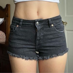 Divided Black Jean Shorts